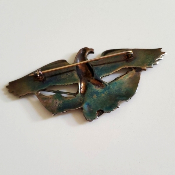 Vintage Sterling Silver American Eagle Brooch - Picture 2 of 3